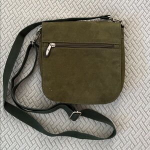 Travelon Chic Olive Green Faux SuedeCrossbody Bag
